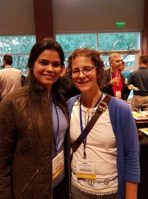 Newly elected current OES liaison to Women in Engineering Farheen Fauziya and former liaison Brandy Armstrong at OCEANS 2018 Charleston. 
